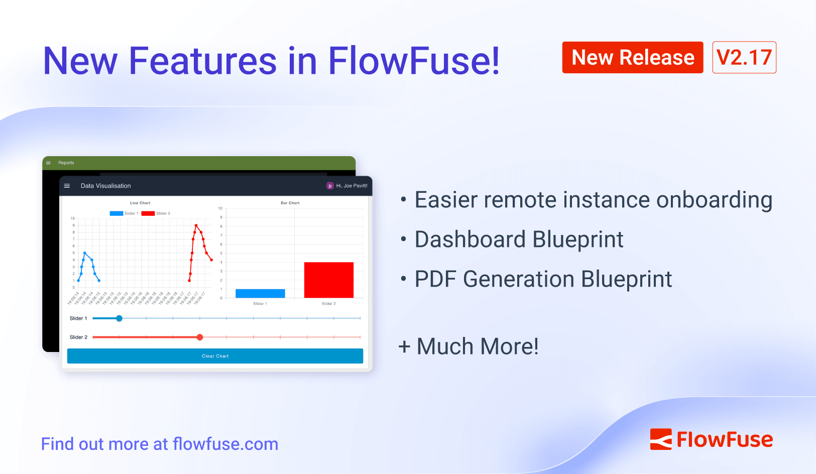 Image representing FlowFuse 2.17: Easier remote instance onboarding, Dashboard blueprint, PDF generation, and more