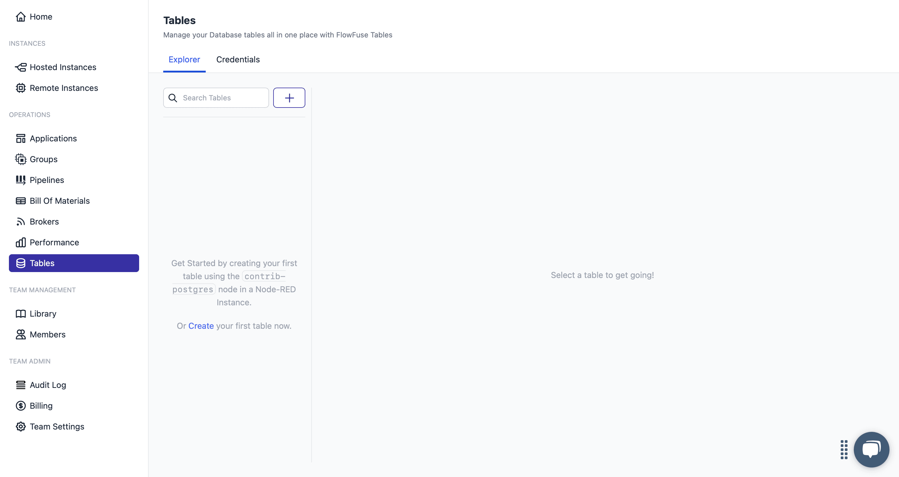 FlowFuse Tables: Explorer Tab